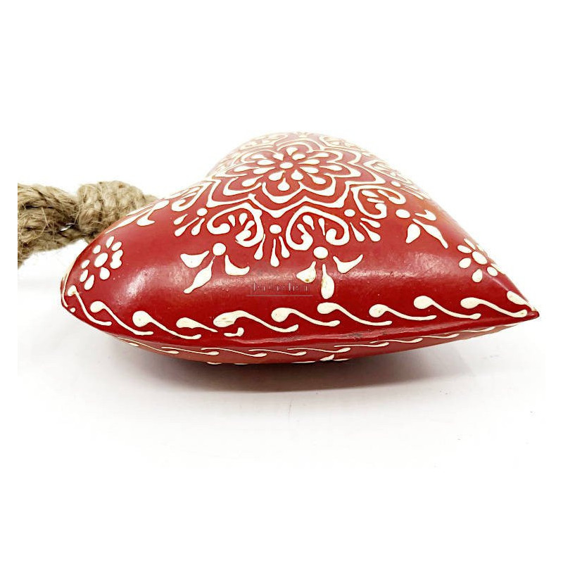 Curved red metal heart of Alsace to hang