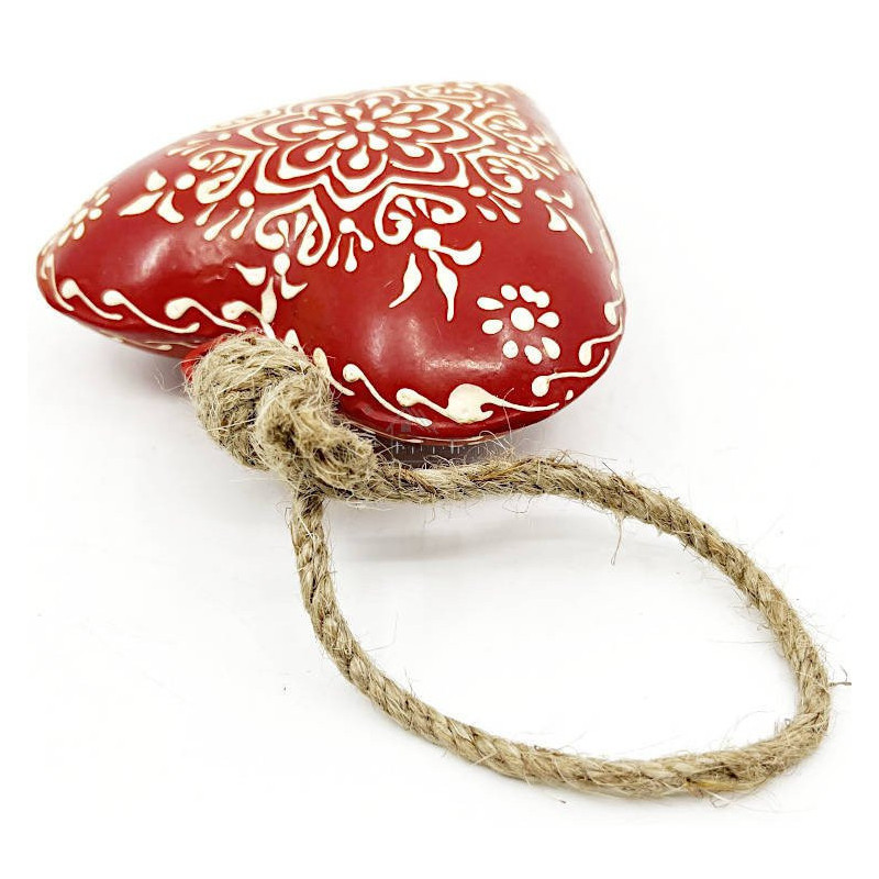 Curved red metal heart of Alsace to hang