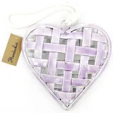 Coeur en Métal Tressé laqué Rose Brillant à suspendre