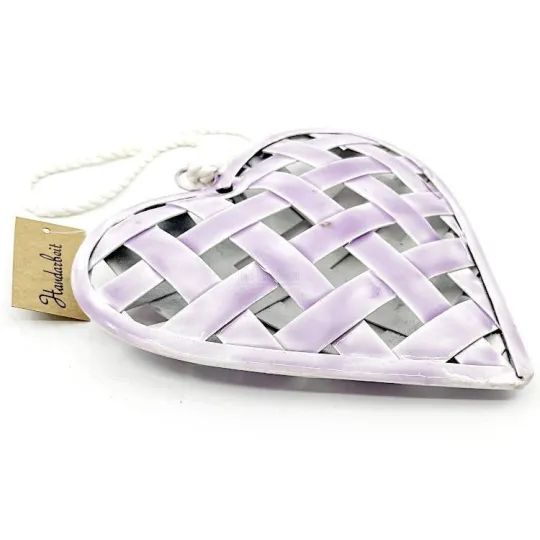 Hart van Gevlochten Metaal Gelakt Glanzend Roze om op te hangen