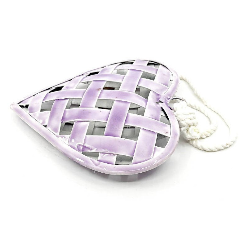 Heart in Braided Metal lacquered Bright Pink to hang