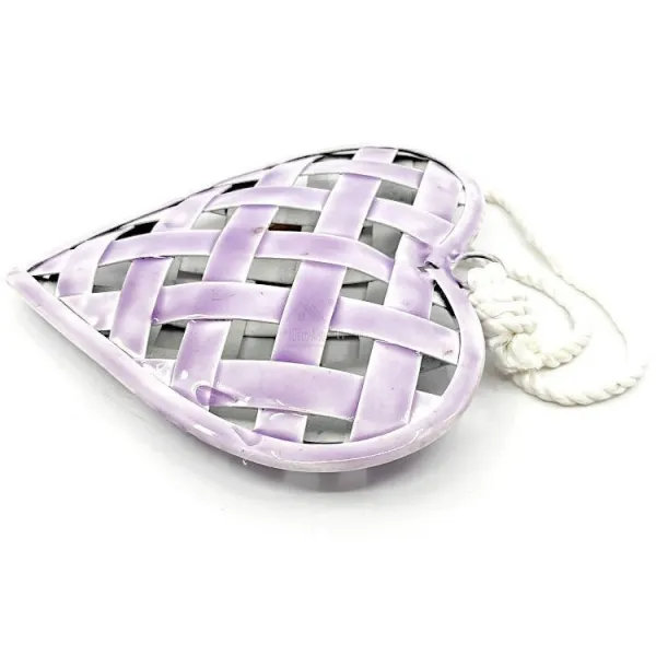 Coeur en Métal Tressé laqué Rose Brillant à suspendre