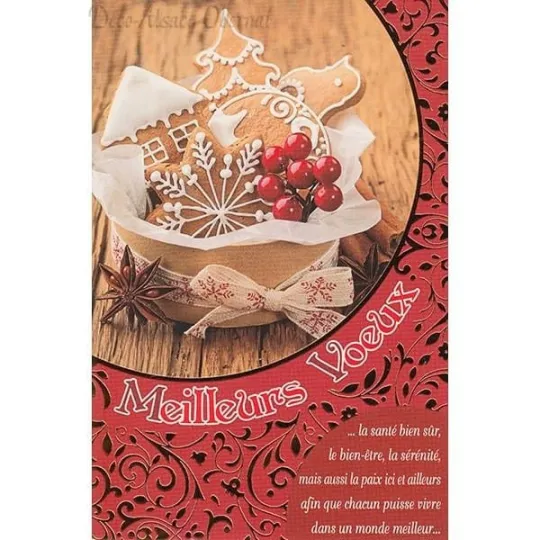 Carte de Voeux Bredele en Panier Meilleurs Voeux