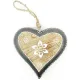 Coeur en Bois massif 16,5 cm décoré Fleurs bordure grise à suspendre
