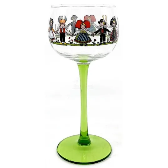 6 Wijnglazen Elzas Hansi decor Farandole kleur