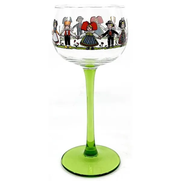 6 Alsatian Wine Glasses, Hansi decor
