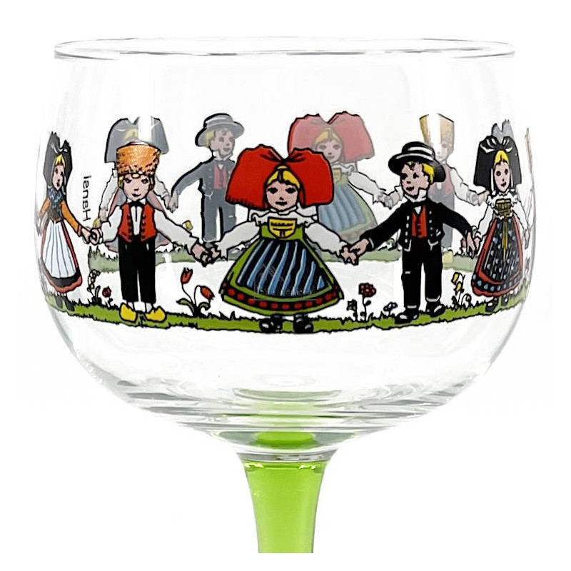 Verre à Vin d'Alsace décor Hansi