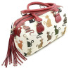 Helle Handtasche mit Pompon mit Katzenmotiv in Farbe