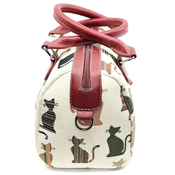 Sac à Main clair avec Pompon motif Chats en couleur