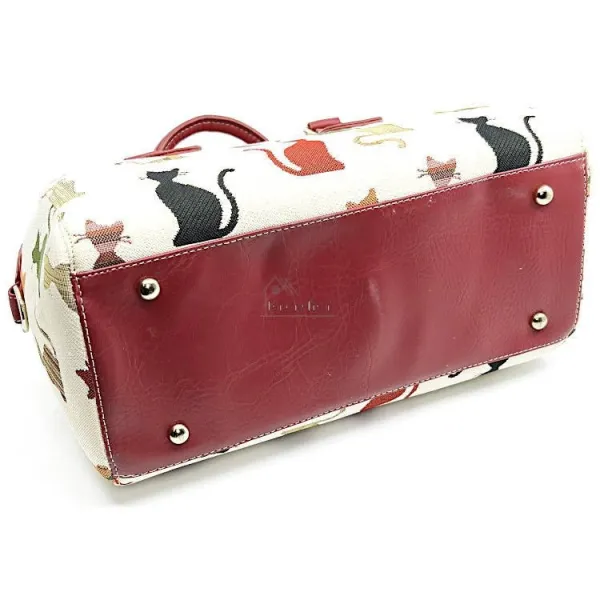 Sac à Main clair avec Pompon motif Chats en couleur