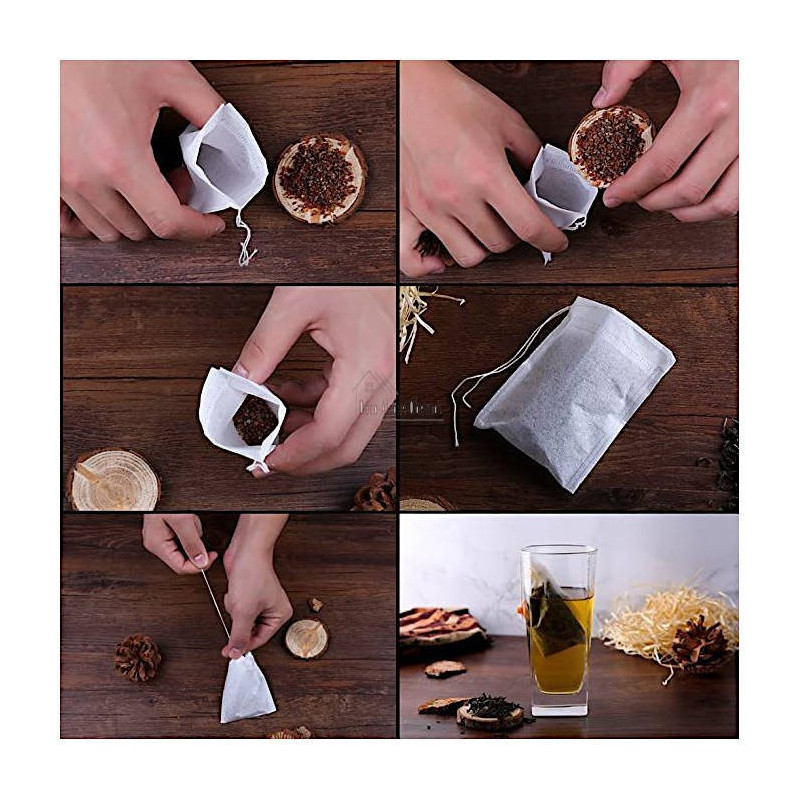 Sachets de Thé en Tissu Non Tissé Qualité Alimentaire 6 cm x 8 cm