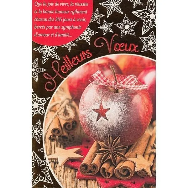 Carte de Voeux Pomme d'Hivers et Cannelle et Meilleurs Voeux