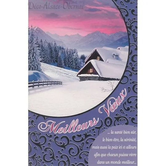 Carte de Voeux Chalet sous la Neige Meilleurs Voeux