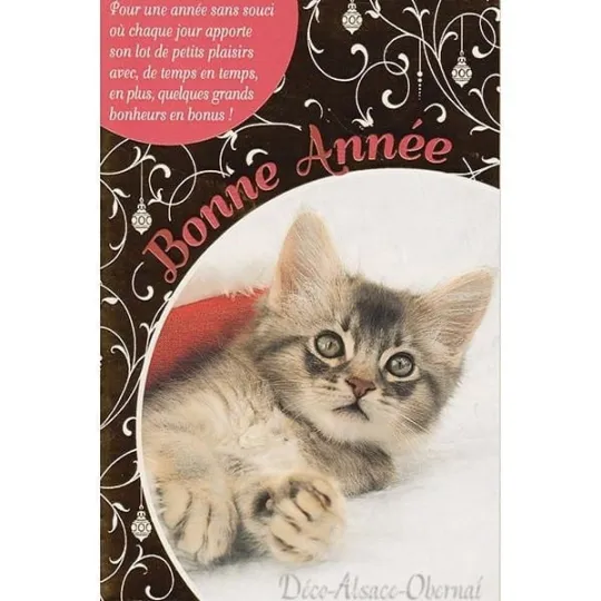 Carte de Voeux Chaton et Bonne Année