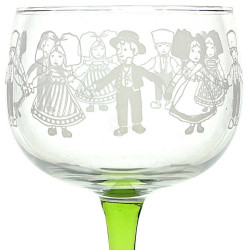 6 Verres à Vin d'Alsace décor Hansi Mat