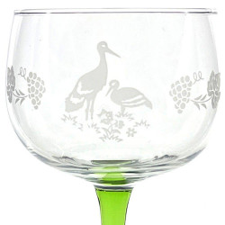 6 Verres à Vin d'Alsace décor Cigogne Mat