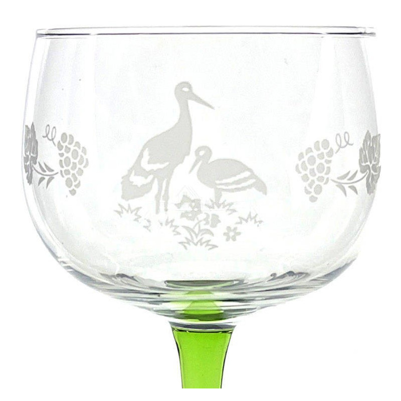 6 Verres à Vin d'Alsace décor Cigogne Mat