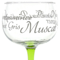 6 Verres à Vin d'Alsace décor Cépages Alsacien