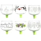6 Verres à Vin d'Alsace différents décor Alsace