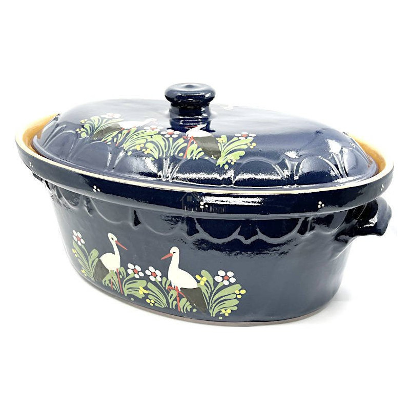 Große Soufflenheim Blaue Baeckeoffe Terrine Storch 47 cm