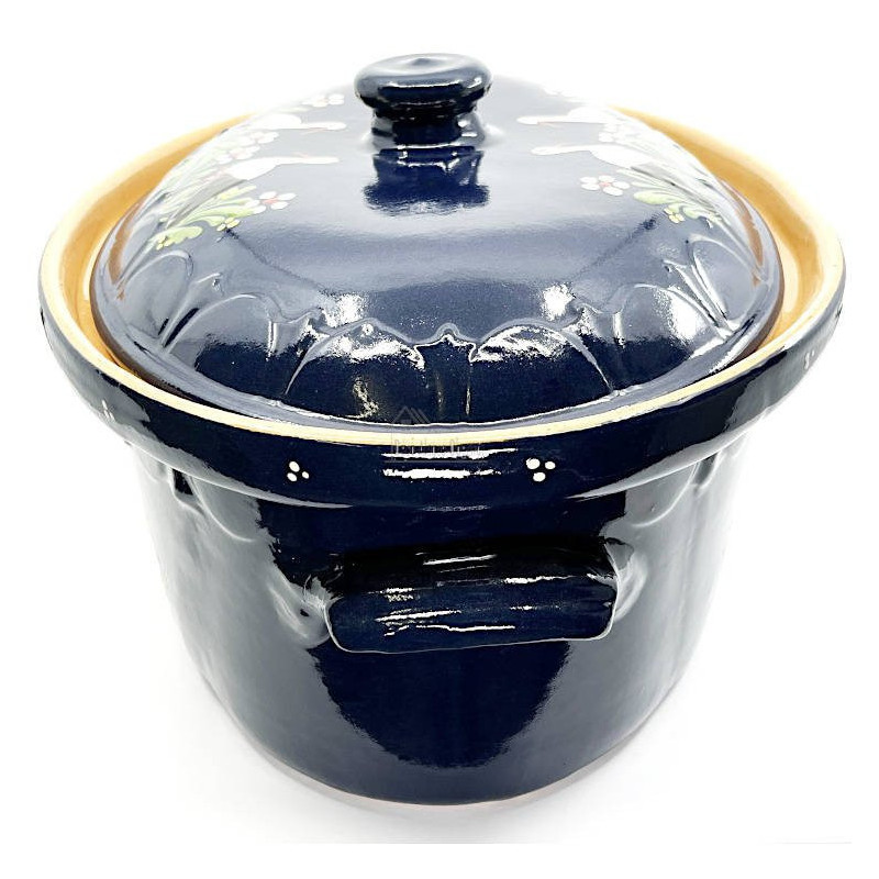 Große Soufflenheim Blaue Baeckeoffe Terrine Storch 47 cm