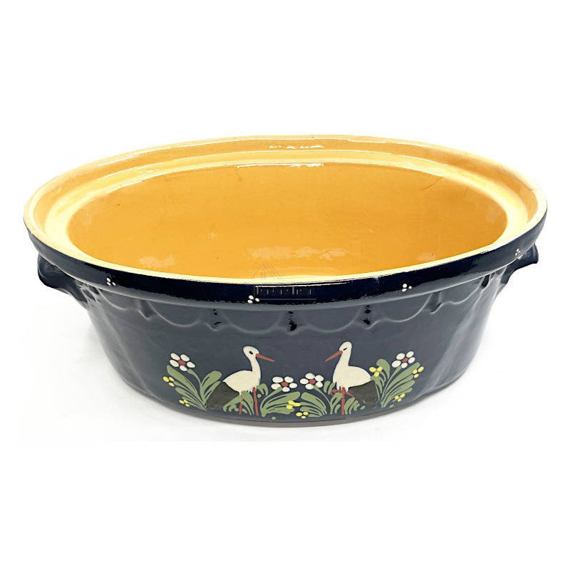 Große Soufflenheim Blaue Baeckeoffe Terrine Storch 47 cm