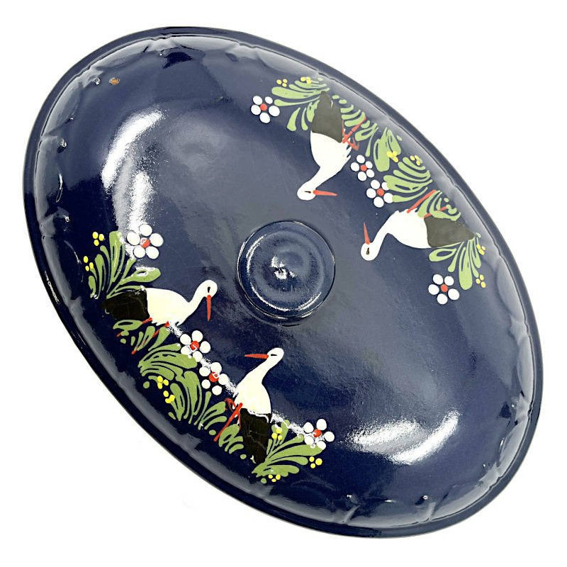 Große Soufflenheim Blaue Baeckeoffe Terrine Storch 47 cm