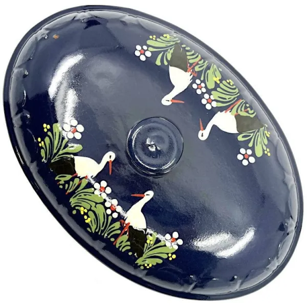 Große Soufflenheim Blaue Baeckeoffe Terrine Storch 47 cm