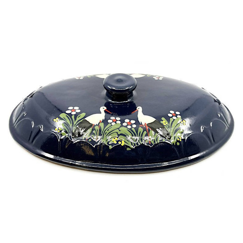 Große Soufflenheim Blaue Baeckeoffe Terrine Storch 47 cm