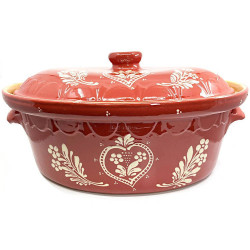 Große Terrine Baeckeoffe Soufflenheim rot Herz 47 cm