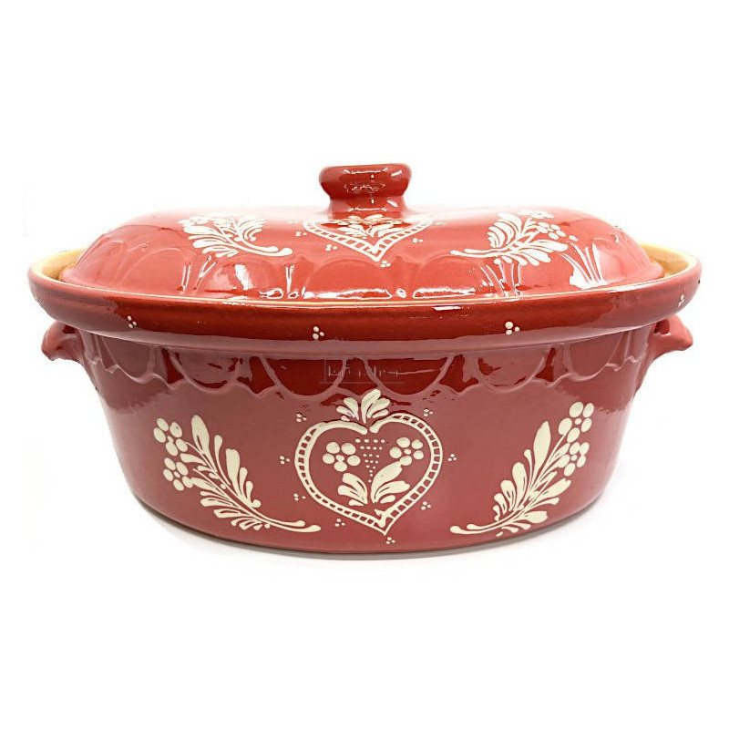 Large Terrine Baeckeoffe Soufflenheim red Heart 47 cm