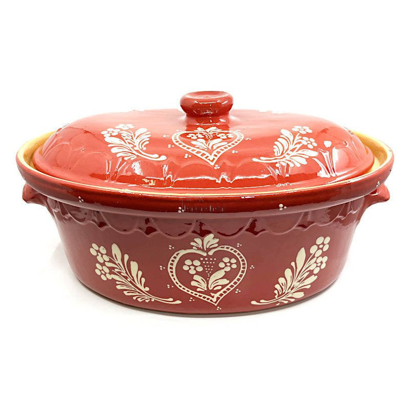 Grande Terrine à Baeckeoffe Soufflenheim rouge Coeur 47 cm
