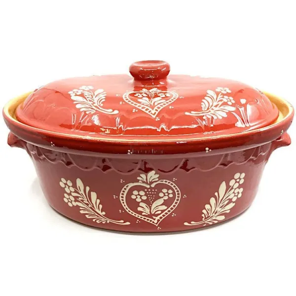 Large Terrine Baeckeoffe Soufflenheim red Heart 47 cm