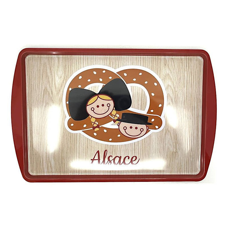 Metal Serving Tray decorated with Alsatians and Pretzel 38 cm