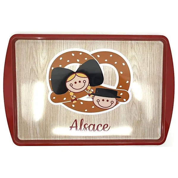 Metal Serving Tray decorated with Alsatians and Pretzel 38 cm