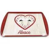 Metal Serving Tray with Heart and Stork design 38 cm