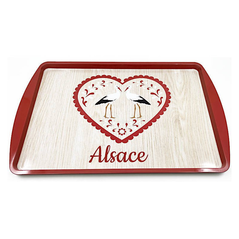 Metal Serving Tray with Heart and Stork design 38 cm