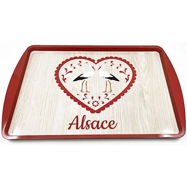 Metal Serving Tray with Heart and Stork design 38 cm