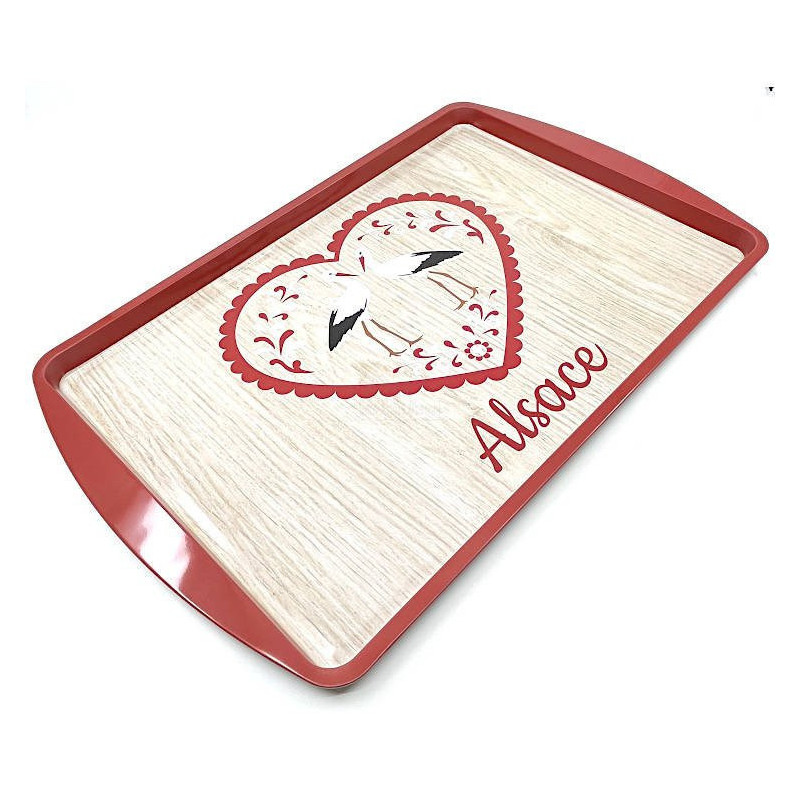 Metal Serving Tray with Heart and Stork design 38 cm