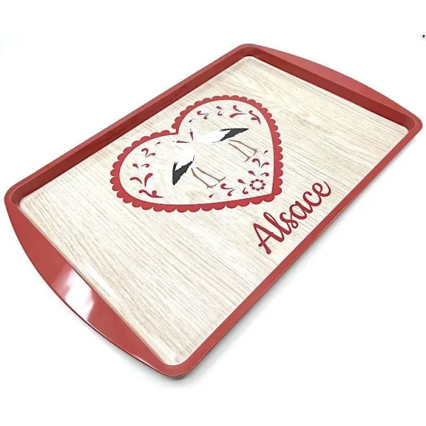 Plateau de Service en Métal décor Coeur et Cigognes 38 cm