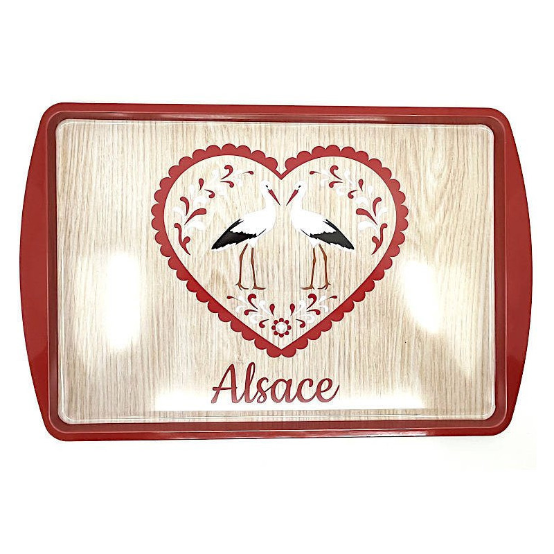 Metal Serving Tray with Heart and Stork design 38 cm