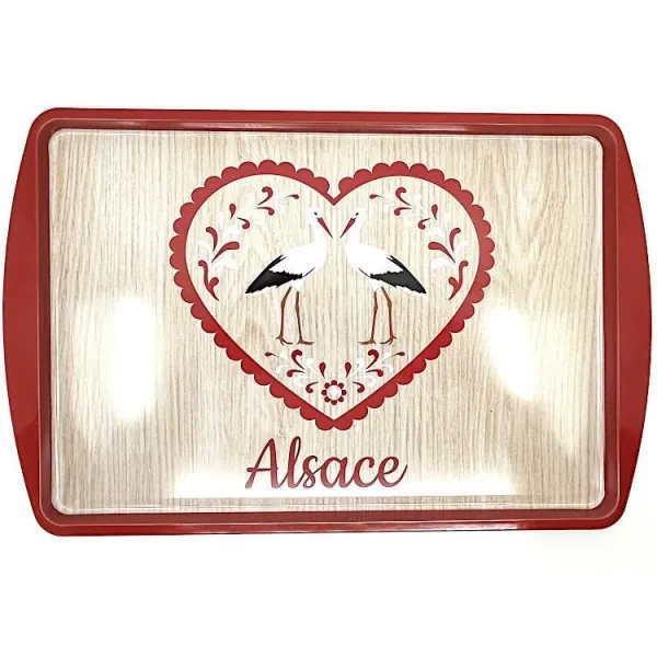 Plateau de Service en Métal décor Coeur et Cigognes 38 cm