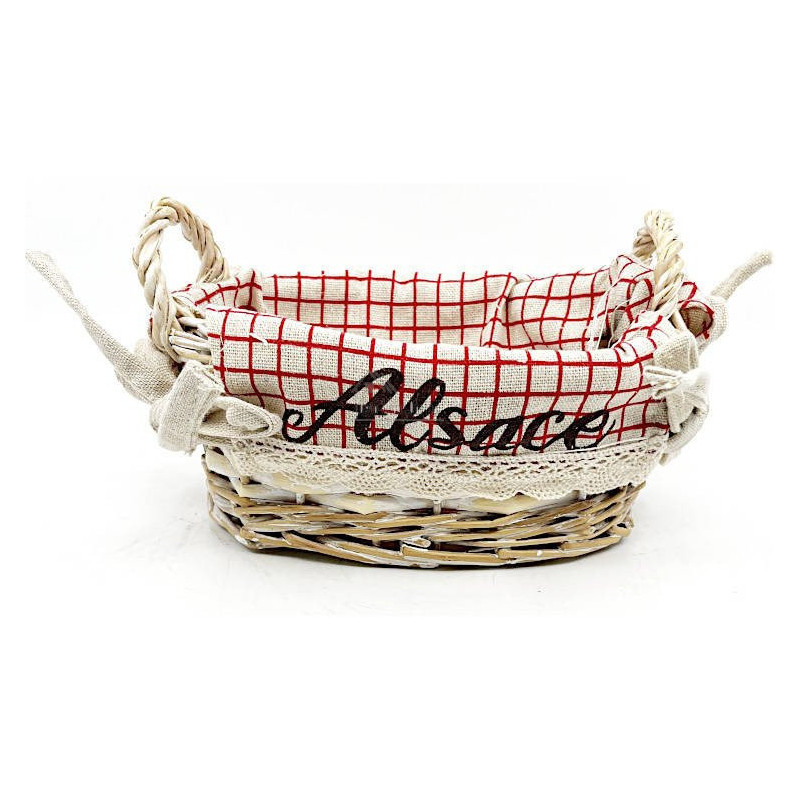 Panier avec anses en Osier et Tissu Alsacien 19 cm