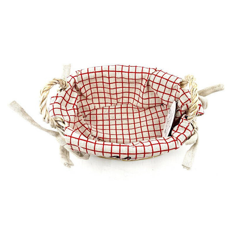 Panier avec anses en Osier et Tissu Alsacien 19 cm