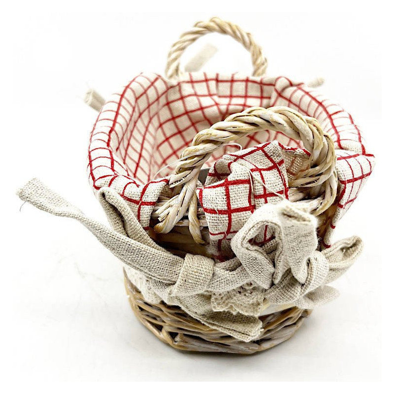 Panier avec anses en Osier et Tissu Alsacien 19 cm