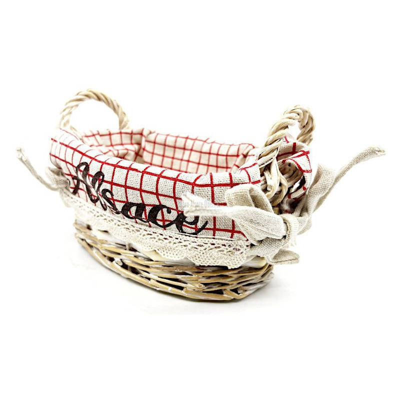 Panier avec anses en Osier et Tissu Alsacien 19 cm