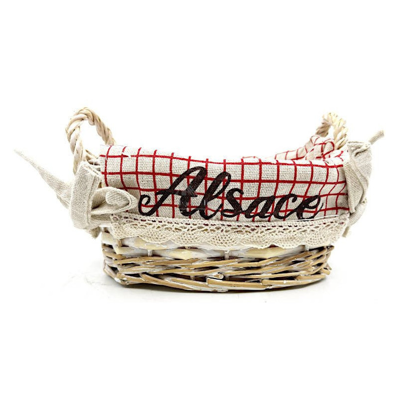 Panier avec anses en Osier et Tissu Alsacien 19 cm