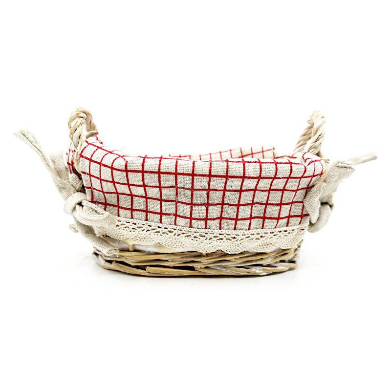 Panier avec anses en Osier et Tissu Alsacien 19 cm