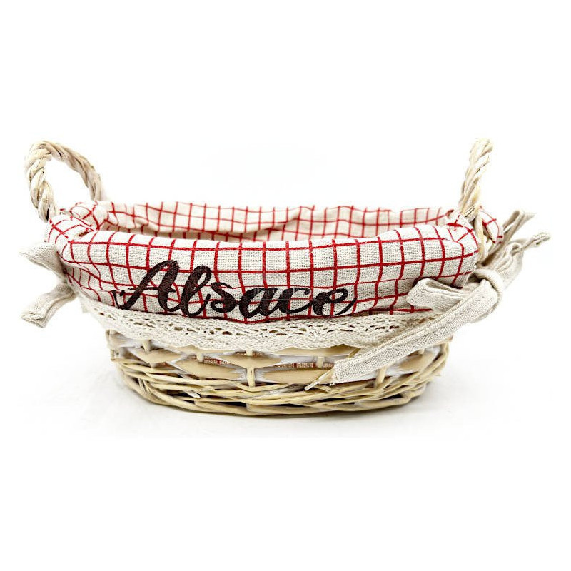 Panier avec anses en Osier et Tissu Alsacien 23 cm