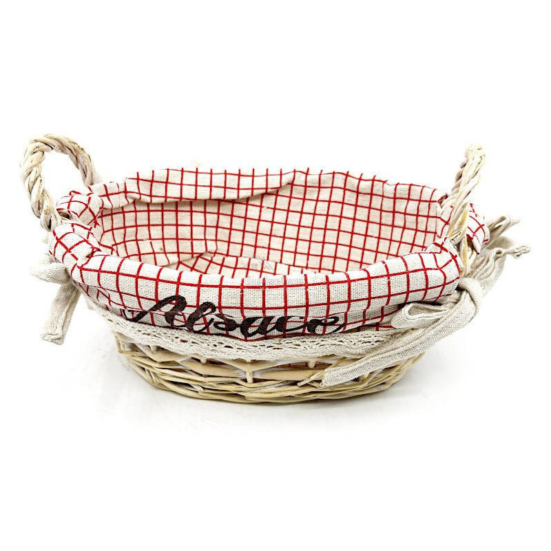 Panier avec anses en Osier et Tissu Alsacien 23 cm